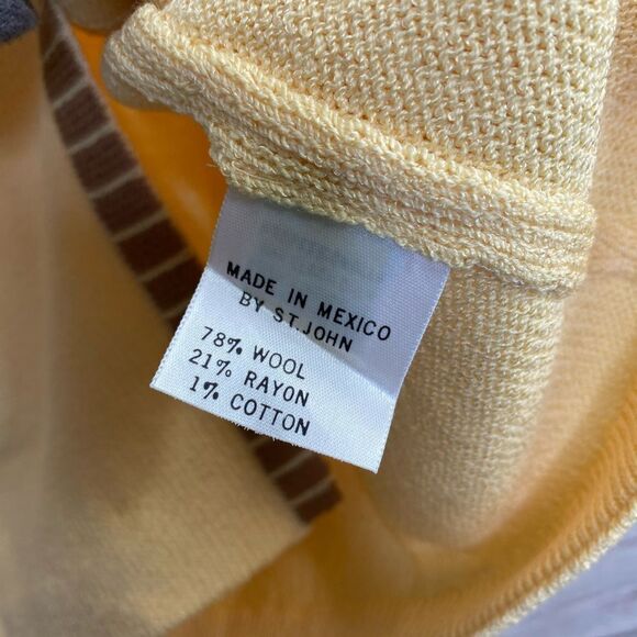 ST JOHN Gold Yellow Knit Button Up Cardigan Sweater - Picture 3 of 5